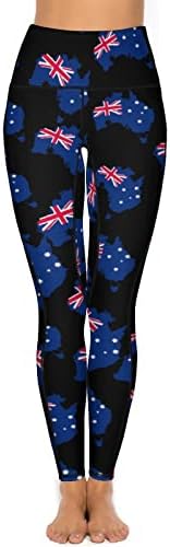 Австралија знамето со високи половини панталони со високи половини со хеланки за вежбање во џеб