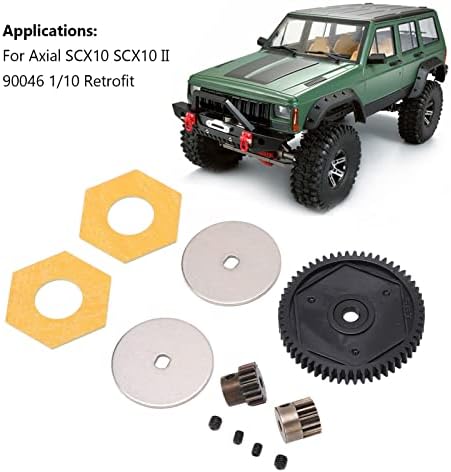 DILWE 1/10 RC CAR SPUR GEAR, 56T SPUR GEAR со 13T 15T моторна опрема, RC додатоци за замена за надградба на делови за аксијален SCX10