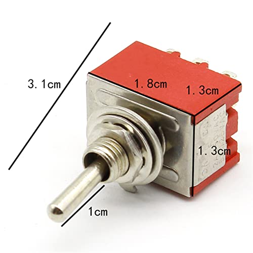 1 парчиња црвена 9pin on-off-on-на 3 позиција Mini Toggle Switch AC 6A/125V 3A/250V