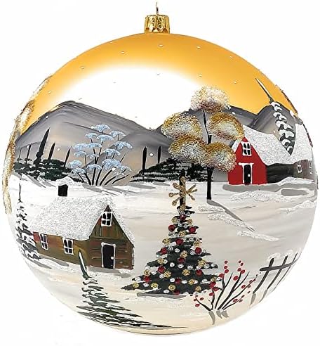 Божиќен украс на полска галерија, зимски ден во планини, голема разнесена стаклена топка 8-инчен