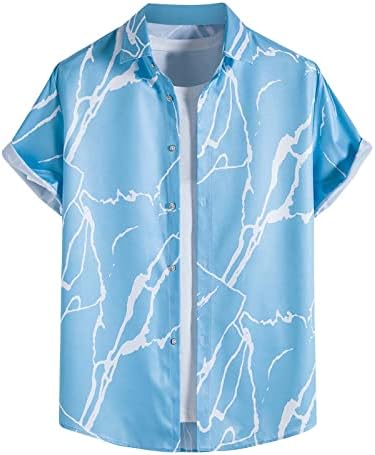 HGNAY Хавајски кошули за мажи летни кратки ракави лапел плажа тимови обични лабави копчиња за празници на блузи маица