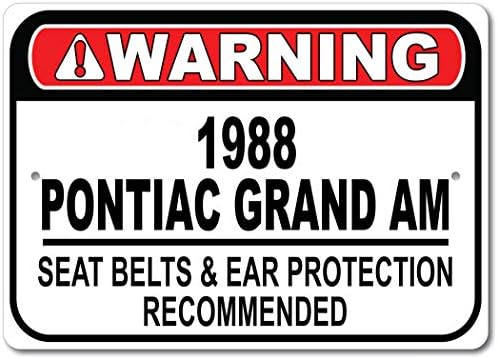 1988 88 Понтијак Гранд АМ Безбедносен Појас Препорача Брз Знак За Автомобил, Знак За Метална Гаража, Ѕиден Декор, Знак ЗА Гм Автомобил