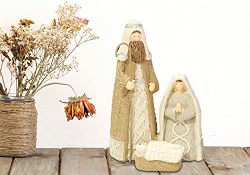 Оваст свето семејство фигура сцена за породување Декоративна екраска колекција на верски занаети скулптура за табела за десктоп камин декорација