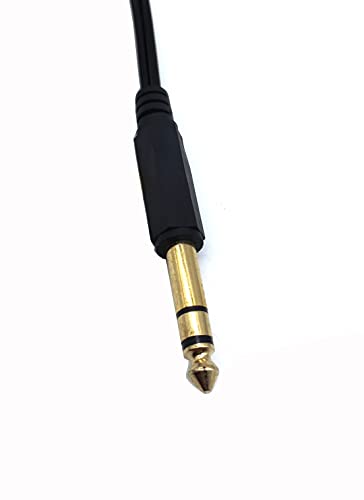 1/4 до двоен кабел од 1/8 y, Травиен наложи 6,35 мм TRS машки стерео приклучок на 2 x 3,5 мм женски спирален сплитер аудио кабел
