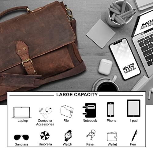 Дабови кожени лаптоп лаптоп торба за канцеларија за канцеларија за патувања за мажи и жени, торба за лаптоп торба за лаптоп лаптоп