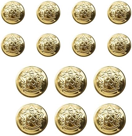 14 парчиња сет на копче за злато метал блејзер - значка за штит - за шиење палта одговара на блејзери