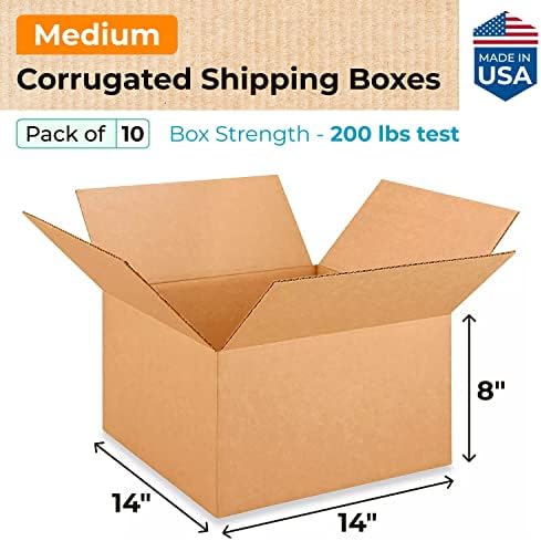 IDL пакување средни брановидни кутии за испорака 14 L x 14 W x 8 H-Премиер избор на силни кутии за пакување за USPS, UPS-от, FedEx испорака-лесни за картонски кутии за пакување за п