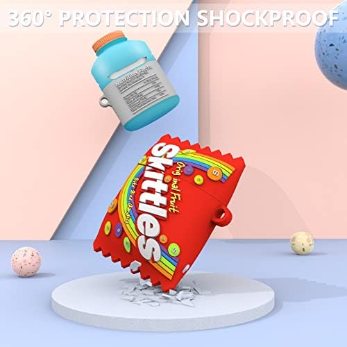 [3pack] Симпатична силиконска обвивка за Airpod 2/1, Спорт вода+бонбони со виножито+виолетова компир смешни 3Д заштитни додатоци