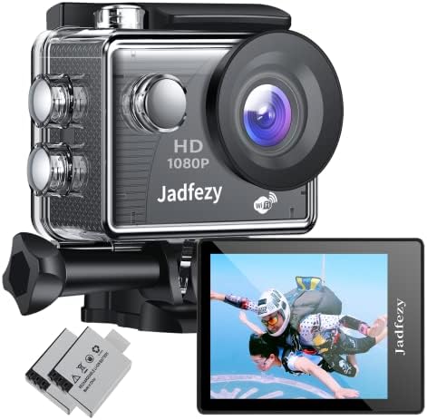 Jadfezy Wifi Акција Камера Ултра HD 1080P, 12mp Спортска Камера Широк Агол 2 Lcd Екран, 30m/98ft Подводна Водоотпорна Камера со