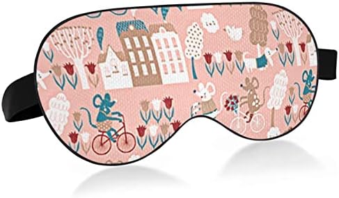 Unisex Sleep Mask Eye Mask Camper-Cartoon-глушец-циклус-розова ноќна маска за спиење удобно покритие за сенка за спиење на очите