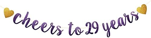 Бетеријанзи Виолетова сјајна хартија банер, пред-строги, 29-ти роденден/свадба годишнина за декорација на забави, букви виолетова навивачи до 29 години