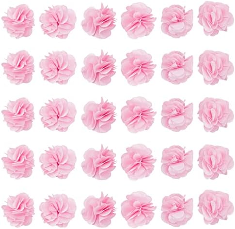 Craspire 40pcs ткаенини цвеќиња розови 1,34 3D шифон цвет чипка трима невестински букети Кластер цвет DIY шиење чипка лепенка