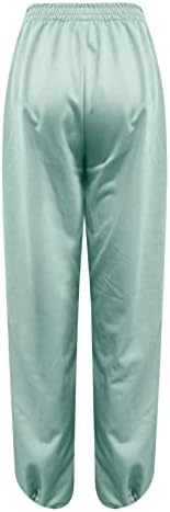 Џемпери за женска цврста боја, случајна еластична еластична половината, влечејќи широки панталони за нозе, џогер, кој работи спортски панталони