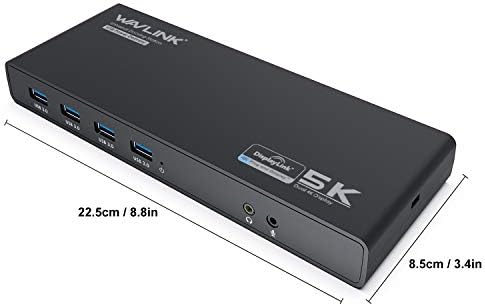 Wavlink USB C Универзална станица за докинг на лаптоп со 65W испорака на електрична енергија, двојно 4K & сингл 5K@60Hz дисплеј за Windows, Mac