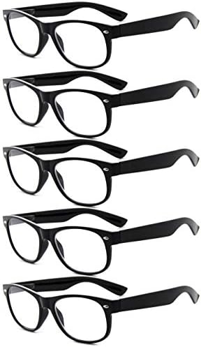 Очила за читање на очите на 80 -тите за жени 5 пакувања читатели на црна рамка +2,00