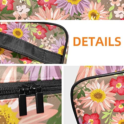 торба за Шминка за Патување јојоамој Со Преграда, Слатки Цвеќиња Цветен Дезен Голема Козметичка Кутија Персонализирана Кутија За