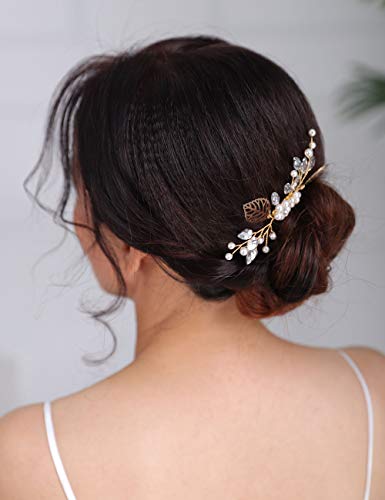 Деферија злато мал невестински чешел за коса, клип пин, бисер, додатоци за коса за невестата за невестата невеста