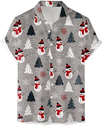 Wybaxz 2022 Божиќни мажи Обични кратки ракави есенски зимски Божиќ 3Д печатени кошули модни врвни кошули со блуза отворени