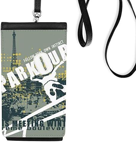 Графити улица хип-хоп Париз Модел Телефонски паричник чанта што виси мобилна торбичка црн џеб