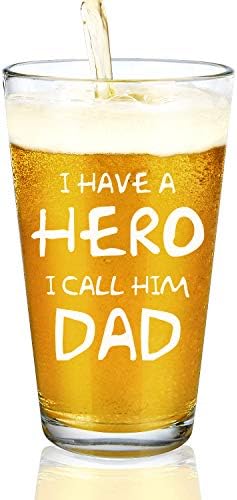 Modwnfy Татко Пиво Стакло-Имам Херој Јас Го Нарекувам Тато Пиво Стакло, Смешни Пиво Пинта Стакло За Тато Татко Нов Татко Сопруг, Тато Пиво Стакло