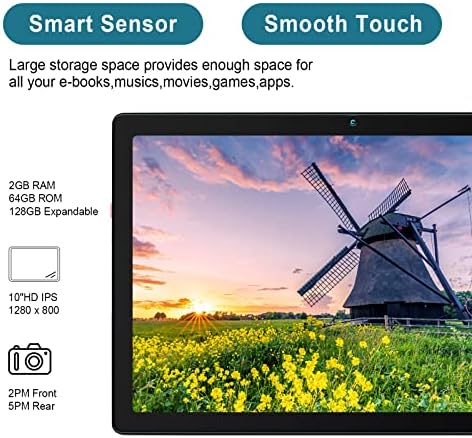 Mouikei 10 инчен Таблет Андроид 12 Таблети, Четири-Јадрен ТАБЛЕТ КОМПЈУТЕР, 32gb ROM 128gb Прошири,5000mAh, 1280x800 HD Екран На Допир, Bluetooth,