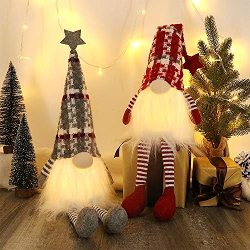 Хауменски шведски Божиќни светла за Божиќ, скандинавски том со нозе, тајмер од 6 часа, декорација на домашни забави - пакет од 2