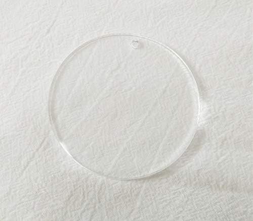 15 парчиња кружни акрилни празни празни празни места, акрилен круг круг со дупка дебела 1/8 инчи дебела