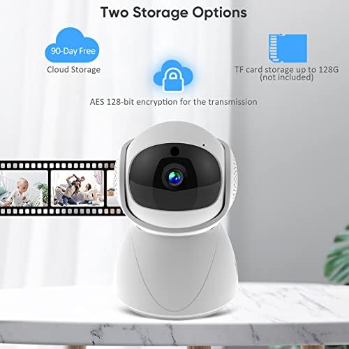 Qikoo Home Security WiFi Camera Camera 5GHz WiFi камери, панорамски фотоапарат од 360 степени со телефонска апликација, HD 1080p