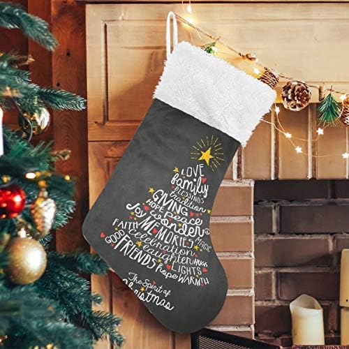 Пимилагу инспирира ракописни зборови Божиќно дрво Божиќни чорапи 1 пакет 17,7 , виси чорапи за Божиќна декорација