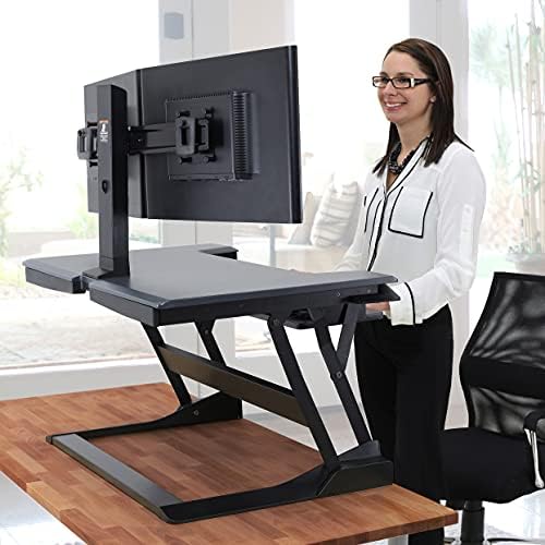 Ergotron-Converter WorkFit-T Converter и Workfit Dual Monitor Comp, Sit Stand Desk Riser за таблети-За 2 монитори до 24 инчи,