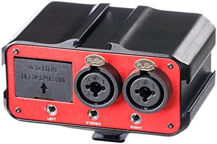 DSLR Preamp, Audio Mixer, Adamonic PAX1 2-канален микрофон адаптер со Phantom Power, Dual XLR, 6,3 mm, 3,5 mm влезови + 3,5 mm излез