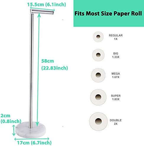 Слободен Држач За Тоалетна Хартија Држач За Ролна За Ткиво Со Тешка Мермерна Основа, НИКЕЛ Од Нерѓосувачки Челик СУС304