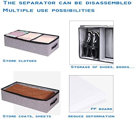 Ааринбоу Преклопен Организатор За Облека Под Кревет Со Капаци, Сад За Складирање Под Креветот Со Прилагодливи Разделувачи, Корпи