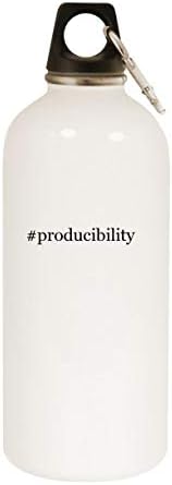 Моландра Производи продуктивност-20оз Хаштаг Бело Шише Со Вода Од Нерѓосувачки Челик Со Карабин, Бело