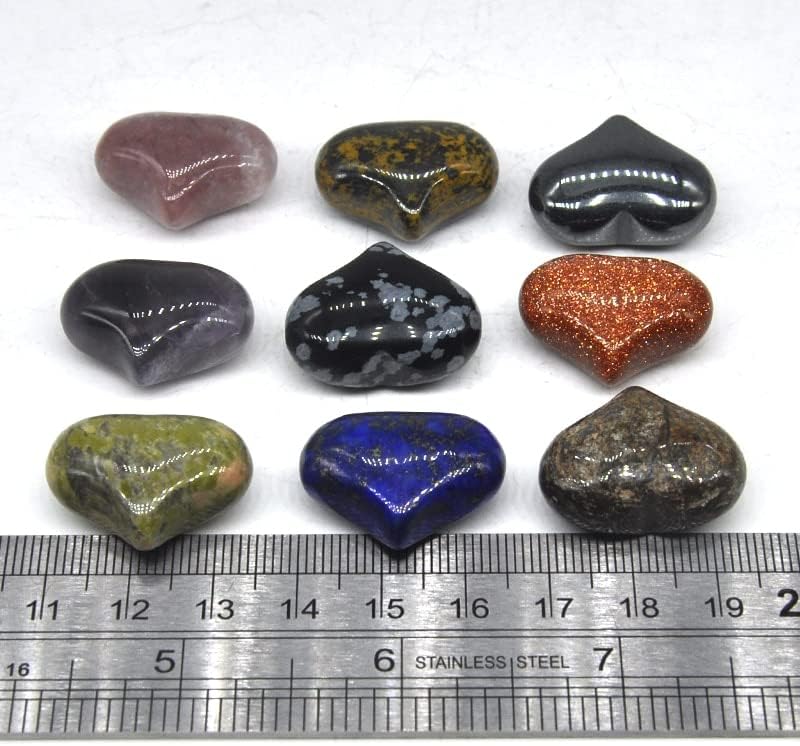 HXSCOO Love Heart Heart Chistal Chakra заздравување камења Природни кварцни скапоцени камења приврзоци дома рачно изработени додатоци