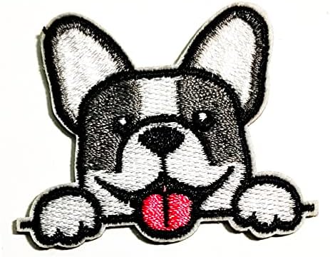 Retureasy Patch Puppy Cartoon Француски булдог закрпи извезена апликација шива на лепенка симбол за облека со фармерки капачиња торби торбички