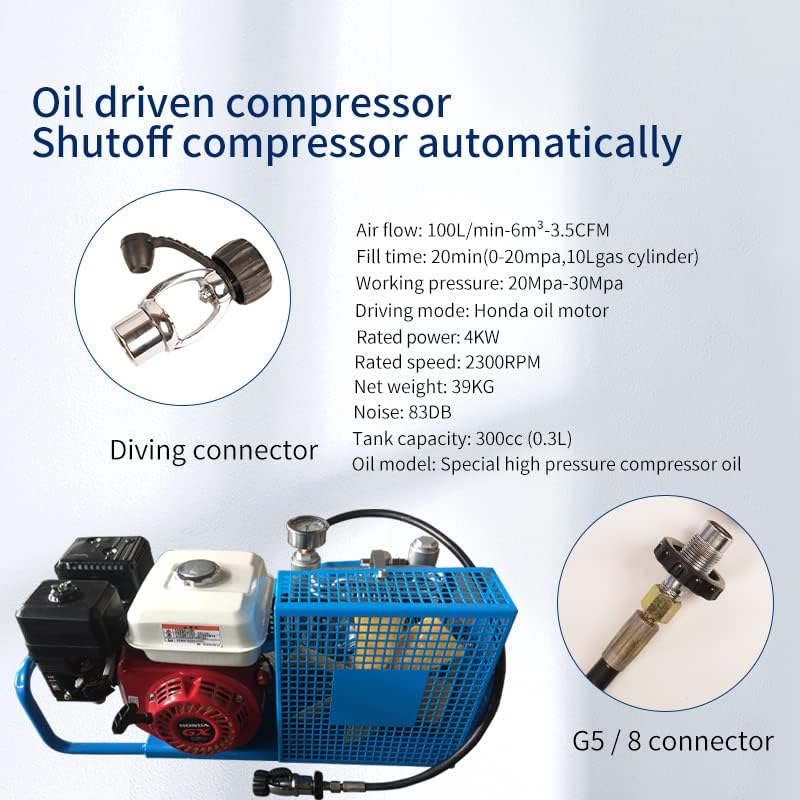 Tuxing 4500psi PCP Air Compressor, 300BAR Compressor со висок притисок на компресорот за автоматски погон за авто-стоп верзија за нуркање