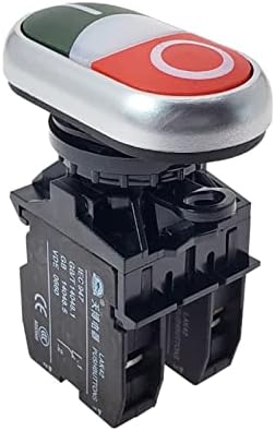 Axti LA42 22mm осветлен прекинувач за копче за двојна глава 12V 24V 220V LED ламба Сребрена контакт со пролет 1NO1NC прекинувач LAK42