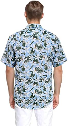 Машки хавајски кошули Краток ракав Алоха за мажи случајно копче надолу тропски хаваи цветни кошула летна плажа