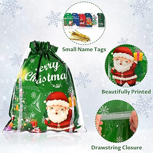 Reaks 35pcs uctring Christmas Tags Christmas Подароци разновидни големини, торба за подароци за одмор поставени во 5 големини и 10
