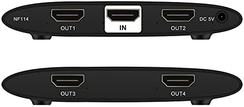 4K 1x4 HDMI Сплитер од hdsUnwstd - 1 порта до 4 HDMI сплитер на дисплеј Ver 1.4 Сертифициран за 4K целосна HD 1080p Висока резолуција и