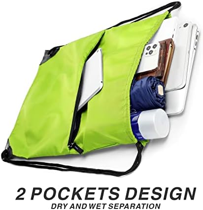 Ранец на мијалник за пробивање, 210D најлонски спортови салата за влечење торбички торбички пакет вреќа w zipper страничен џеб за мажи