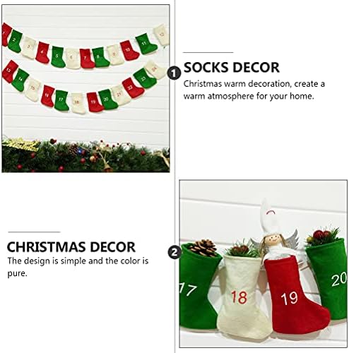 Абаодам 24 парчиња Божиќни Украсни Чорапи Календар За Одбројување Божиќни Висечки Орнаменти