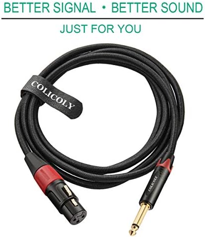 Colicoly XLR Femaleенка до 1/4 TS MONO Jack Небалансиран микрофон кабел за микрофон за динамичен микрофон - 10ft