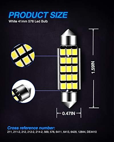 Marsauto 578 LED светилки Екстремно светли 400LM 2835 CHIPSETS за LED внатрешни купола мапа на вратите светла сијалици 211-2