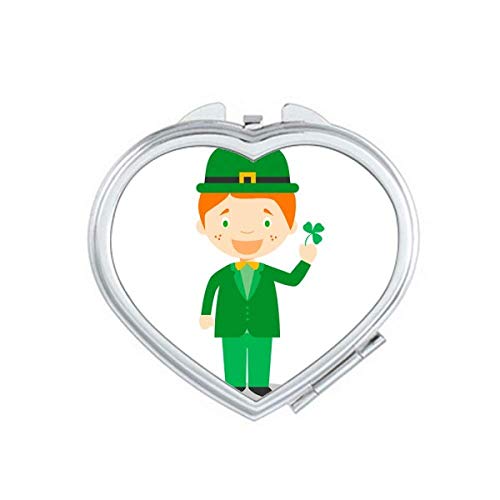 Зелен костум Ирска цртана огледало за зголемување на патувањето Преносен рачен џеб шминка
