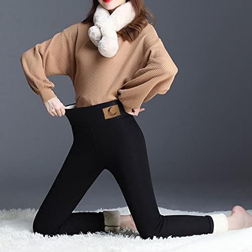 LMSXCT женски руно наредени хеланки со високи половини термички зимски панталони со топло трчање хулахопки на отворено обични панталони за пешачење