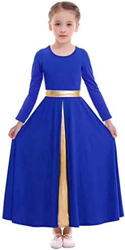 Z & X Девојки пофалби танц фустан со целосна должина шифри здолниште со долг ракав литургиски богослужба црква облечена лирска танцувачка облека