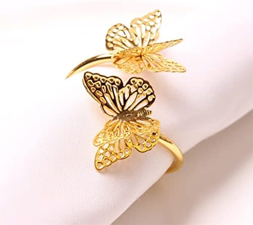 Орев 6 парчиња двојно пеперутка салфетка прстенка за свадбени масички украси за салфетка салфетка, салфетка прстен