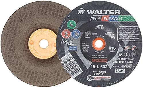 Волтер 15L602 6x5/8-11 Flexcut Spin-On мелење тркала за загадување бесплатно тип 29S грит 36, 25 пакет